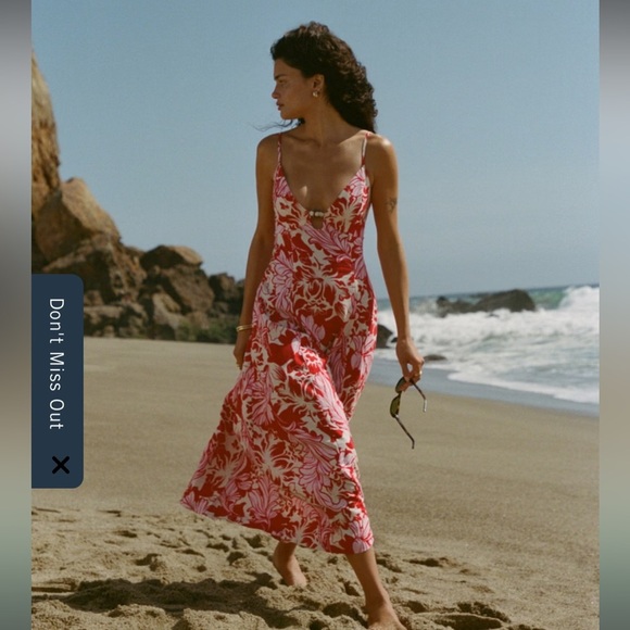 Abercrombie & Fitch Beaded Flowy Midi Dress Linen Blend Floral Size Large  NWT - Picture 1 of 15